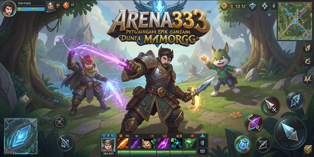 Screenshot dari ARENA333 menampilkan serunya pertempuran MMORPG.