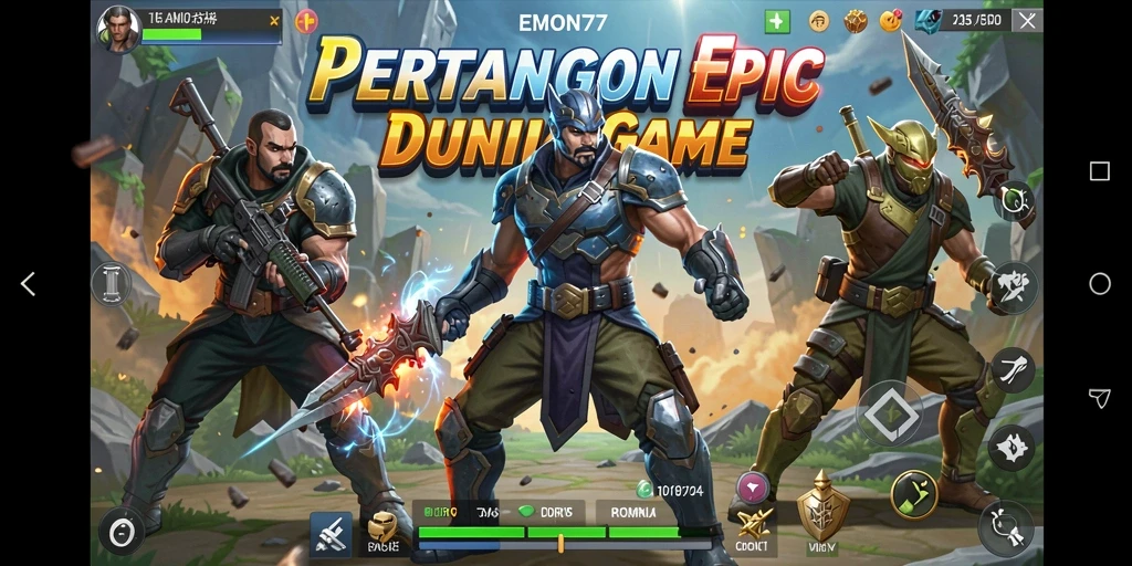 Tampilan pertarungan epik dalam EMON77 yang penuh aksi.