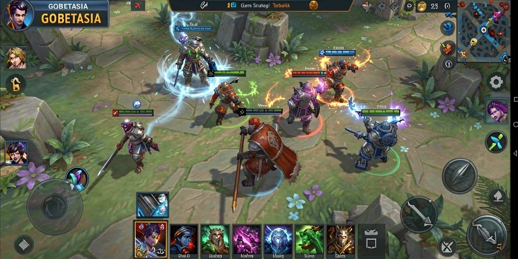 Tampilan gameplay GOBETASIA dengan pertempuran strategis yang menegangkan.