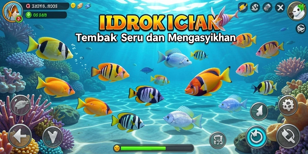 Screenshot gameplay IDROK menampilkan aksi seru Tembak Ikan.