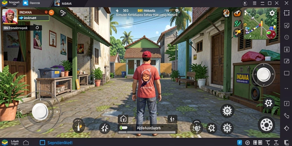 Tampilan gameplay INDAAA yang menawan menunjukkan interaksi karakter.
