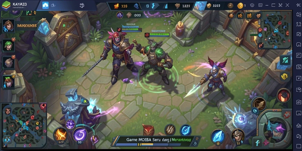 Tangkapan layar gameplay KAYA33 dengan aksi seru dalam pertandingan MOBA.