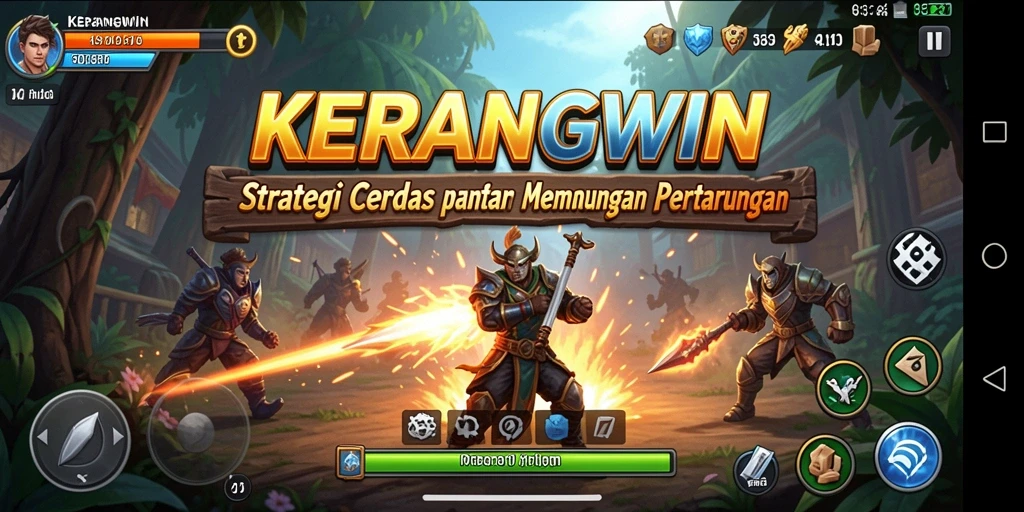 Tampilan gameplay <strong>KERANGWIN</strong> dengan aksi strategi yang mendebarkan.