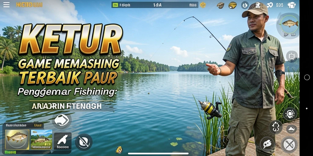 Tampilan gamplay KETUA dengan keseruan memancing di berbagai lokasi.