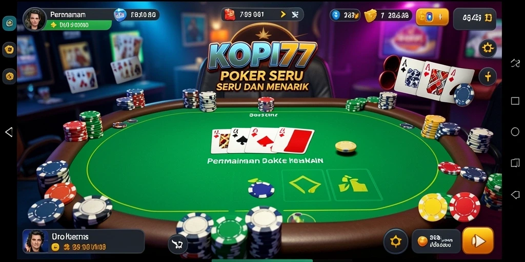 Screenshot gameplay KOPI77 yang menampilkan suasana seru permainan Poker.
