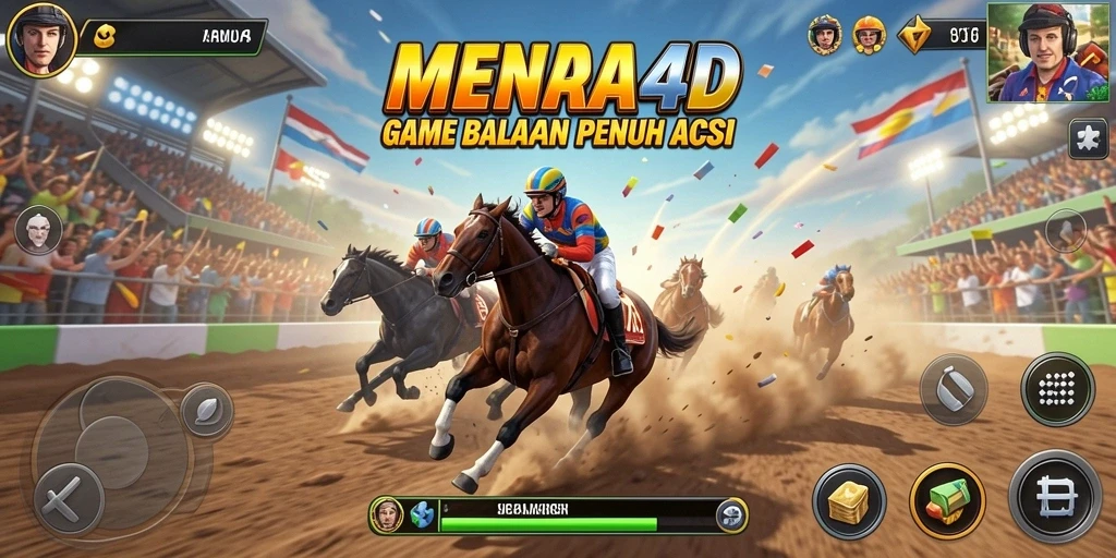 Tampilan gameplay MENARA4D dengan balapan yang mendebarkan.