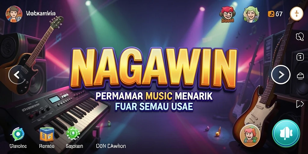 Tampilan gameplay NAGAWIN dengan berbagai pilihan alat musik.