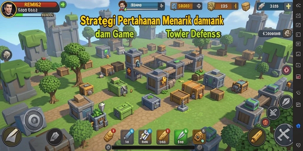 Tampilan gameplay menarik dalam REMI62 Tower Defense.