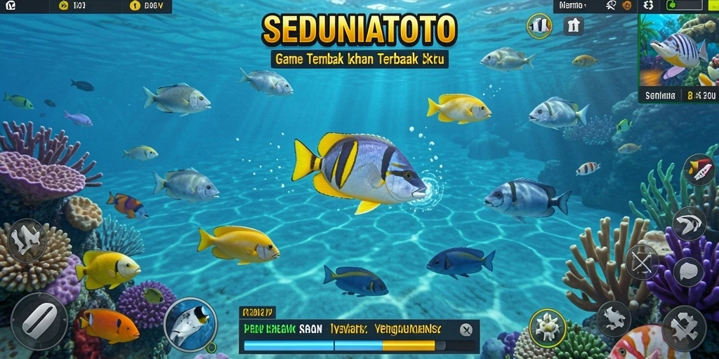 Tampilan gameplay menarik dalam SEDUNIATOTO saat menembak ikan.