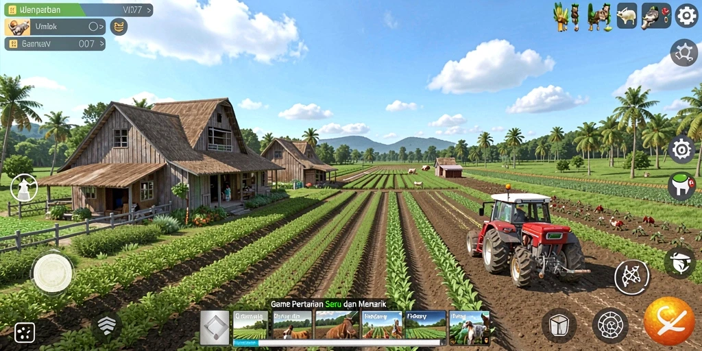 Gameplay VIO77 yang menarik dengan suasana pertanian yang indah.